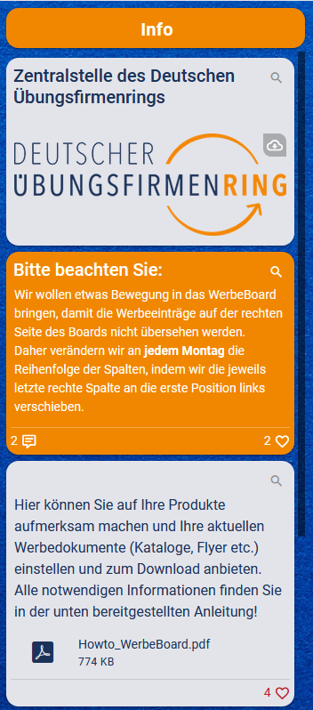 Screenshot Werbeboard